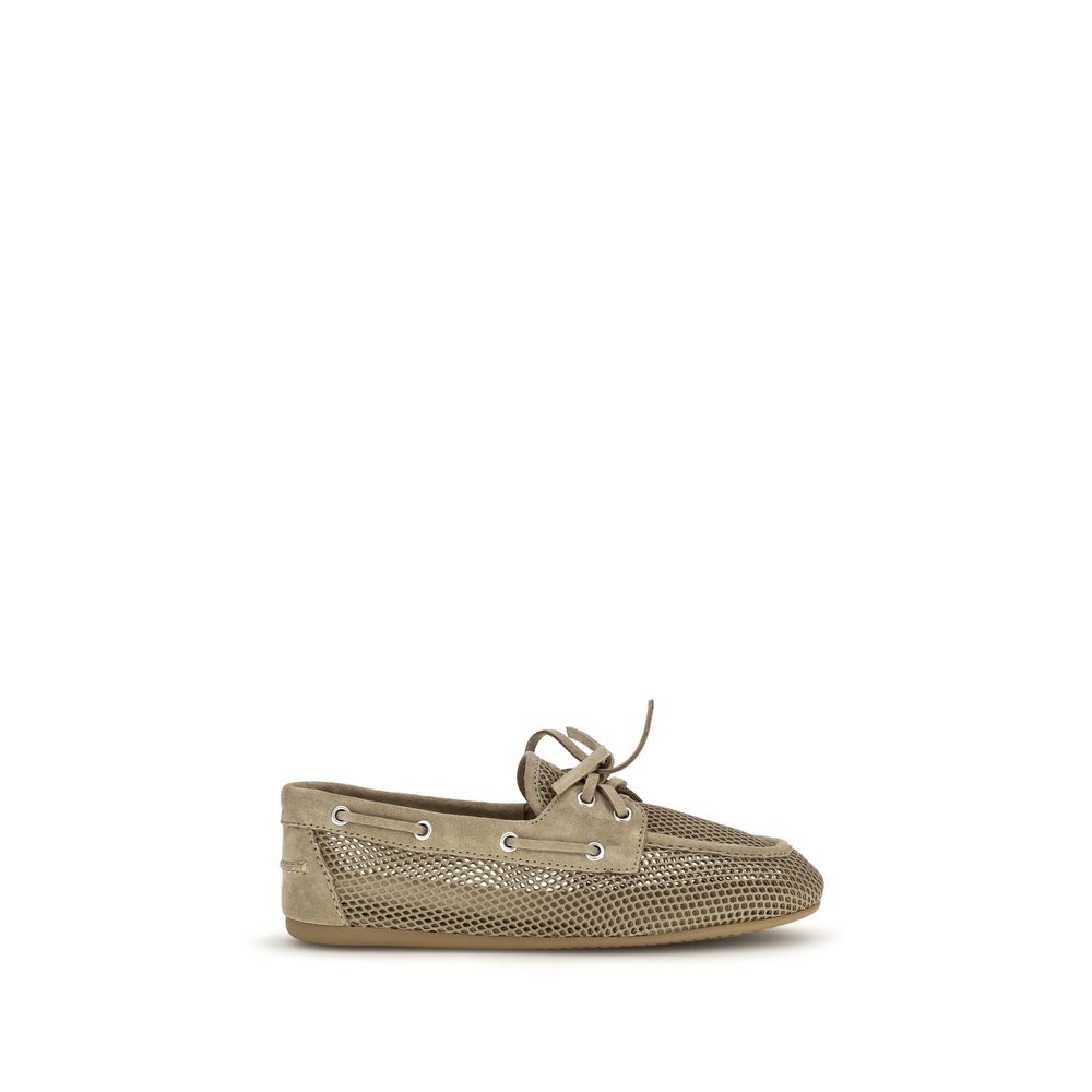 Beige Recycled Polyester Slip-On Loafers