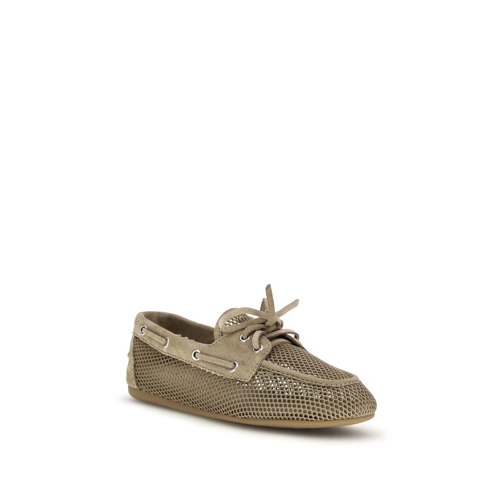 Beige Recycled Polyester Slip-On Loafers