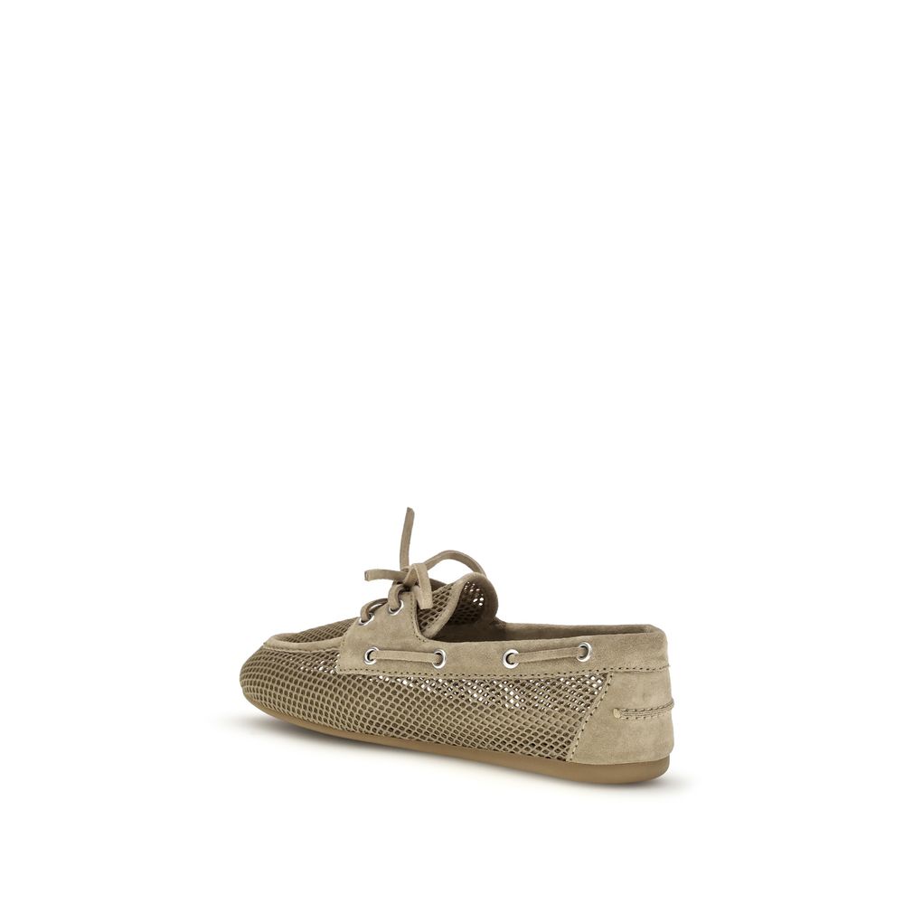 Beige Recycled Polyester Slip-On Loafers