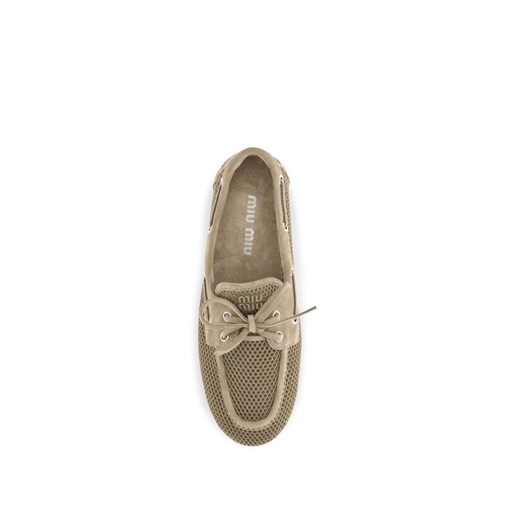 Beige Recycled Polyester Slip-On Loafers