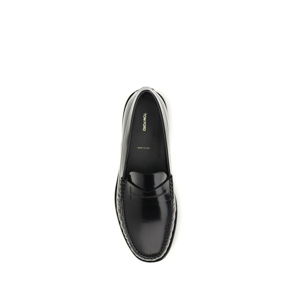 Black Calf Leather Bos Taurus Slip-On Loafers