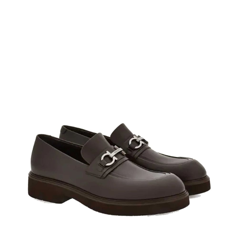 Brown Calfskin Slip-On Loafers