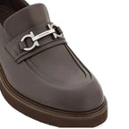 Brown Calfskin Slip-On Loafers