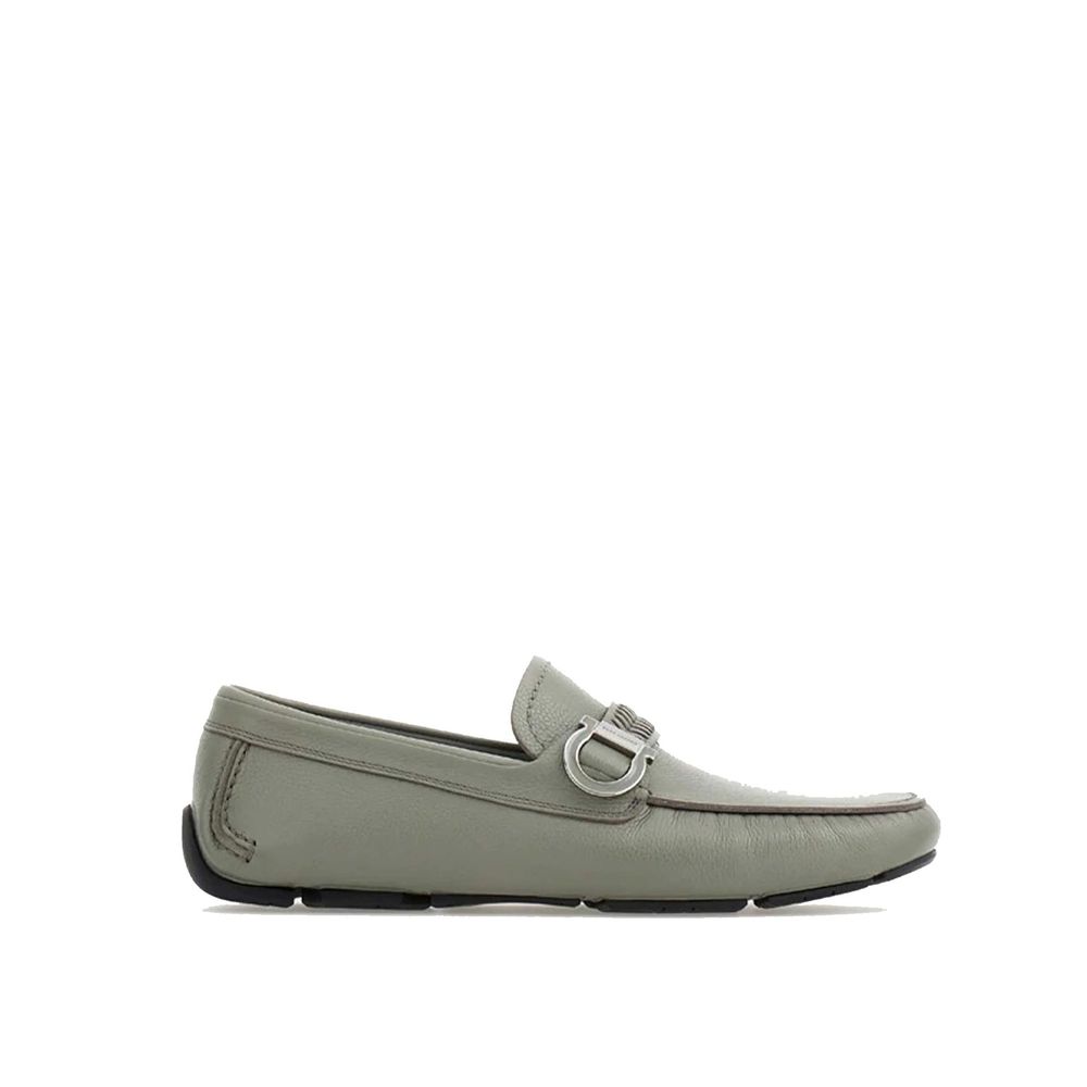 Gray Calfskin Slip-On Loafers