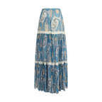 Multicolor Silk Long Skirt