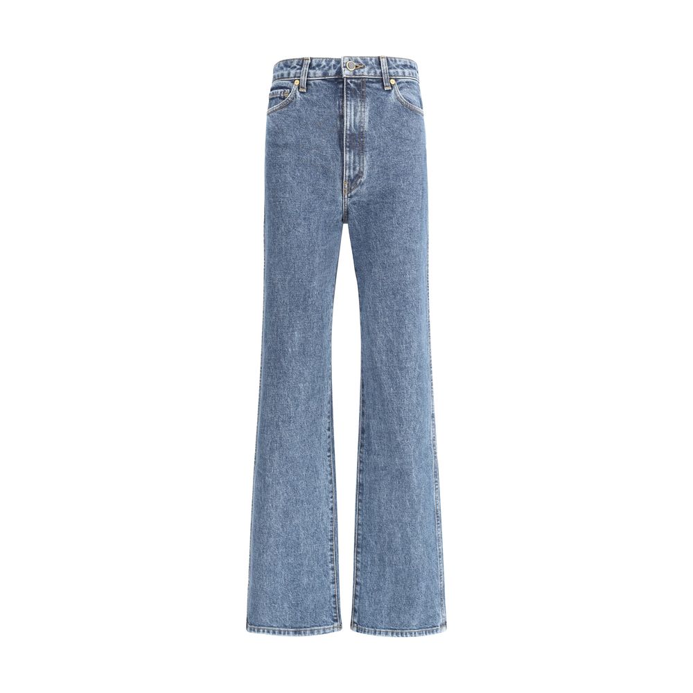 Blue Cotton High-Waisted Jean