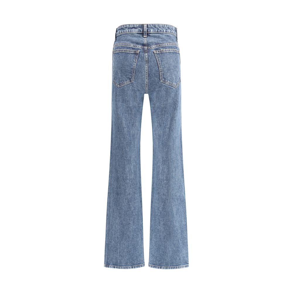 Blue Cotton High-Waisted Jean