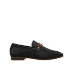 Black Fabric Slip-On Loafers