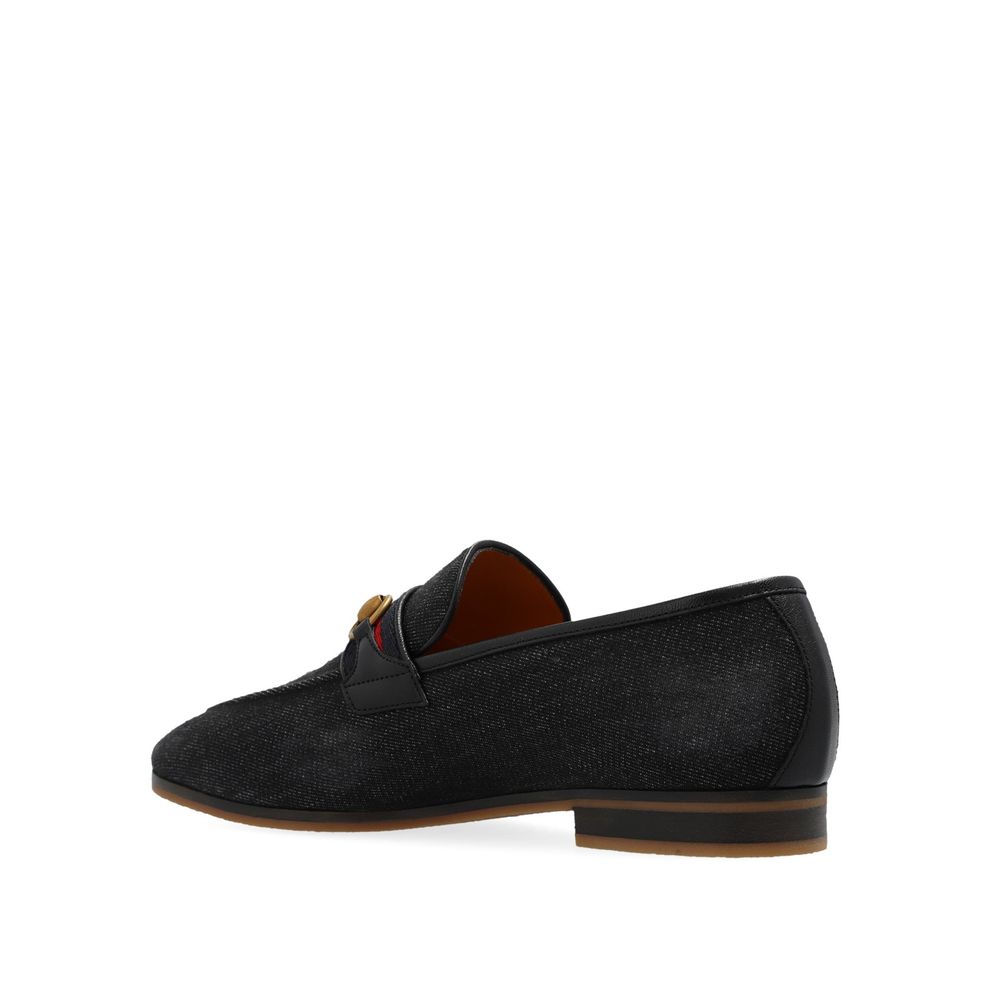 Black Fabric Slip-On Loafers