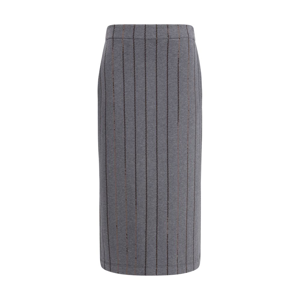 Gray Cotton Midi Skirt