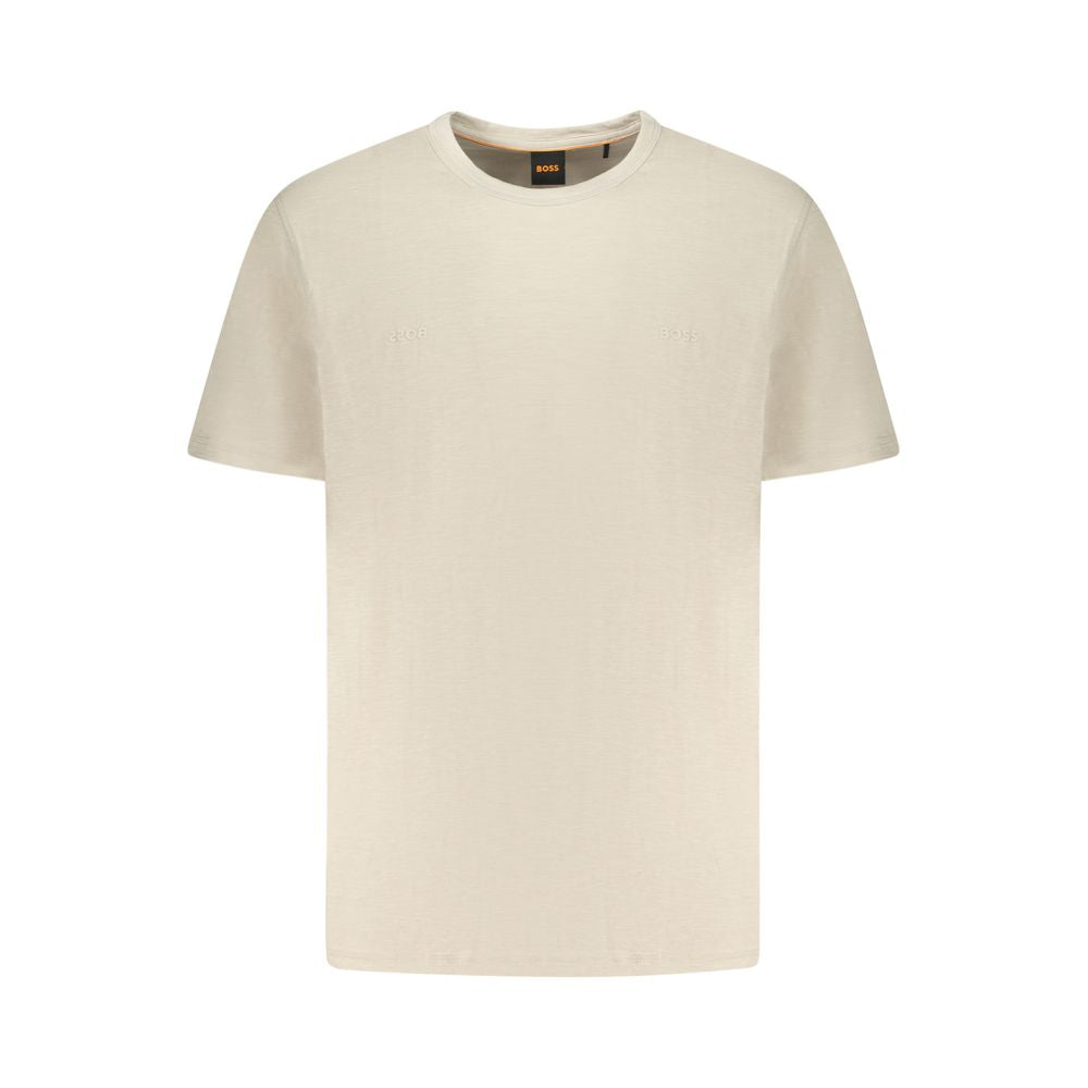 Beige Cotton Men T-Shirt