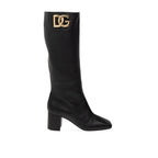 Black Calfskin High Heel Boots