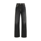 Black Cotton Straight-Leg Jeans