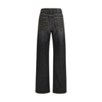 Black Cotton Straight-Leg Jeans