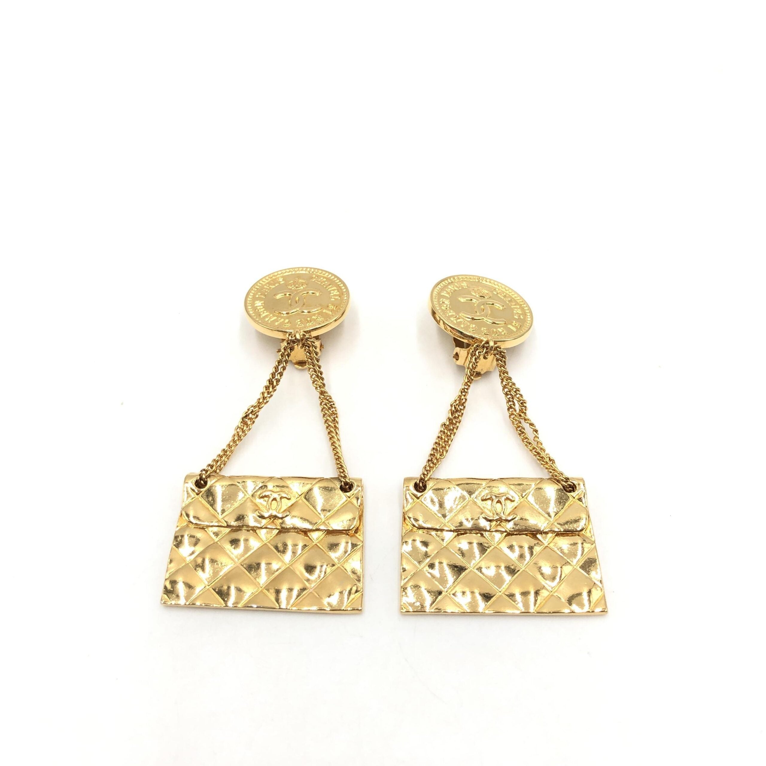 Bag Motif Clip-On Drop Earrings