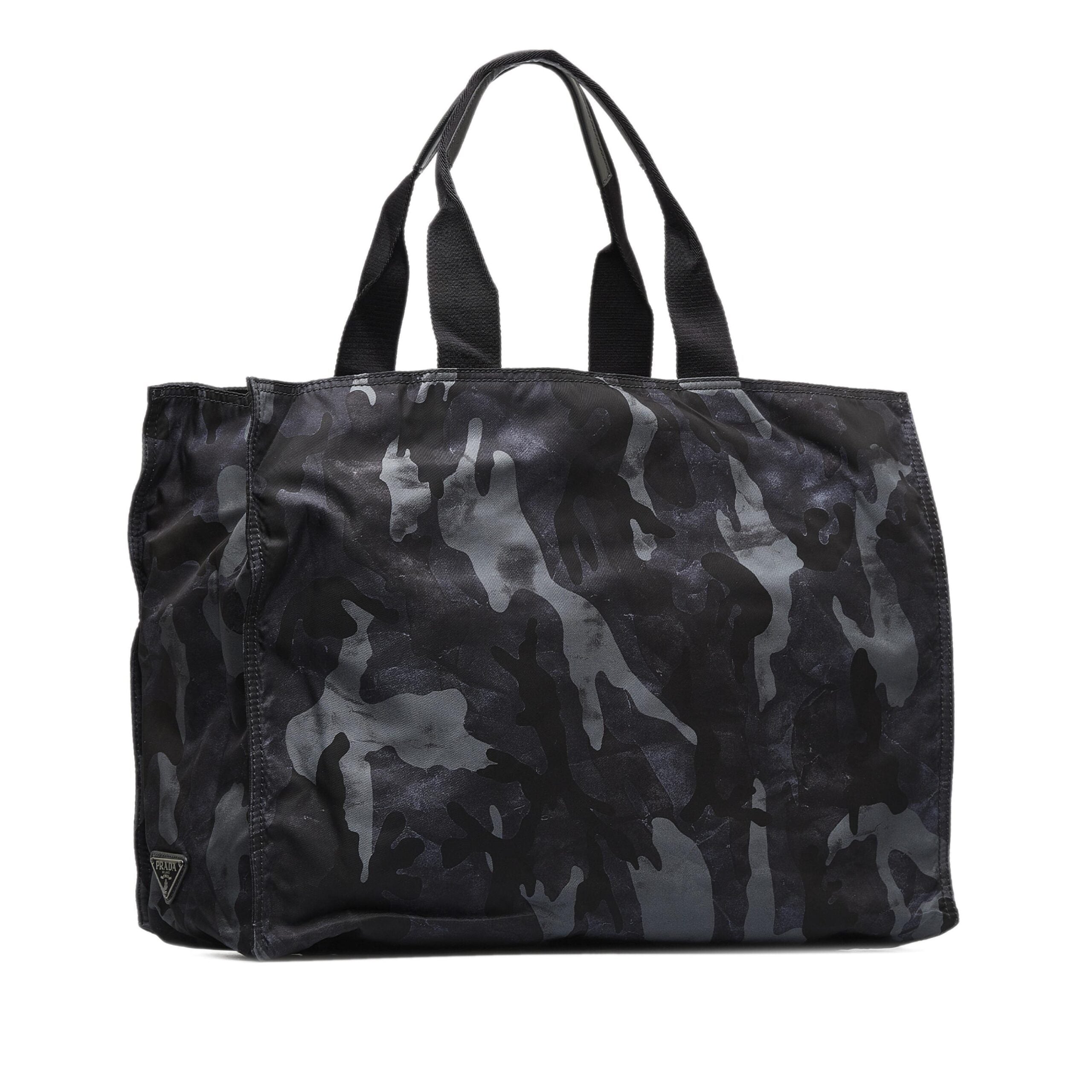 Black Camouflage Tessuto Nylon Tote Bag