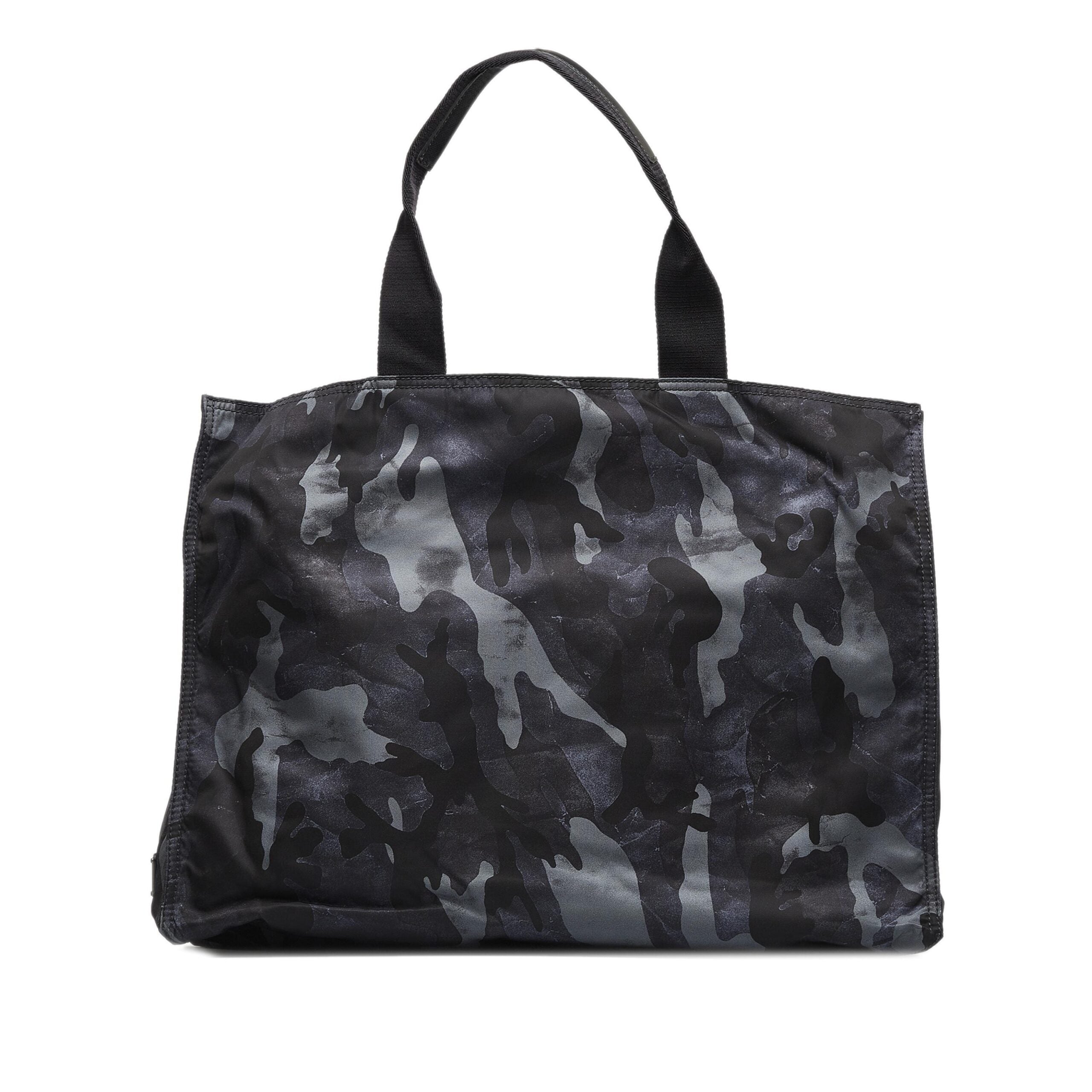 Black Camouflage Tessuto Nylon Tote Bag