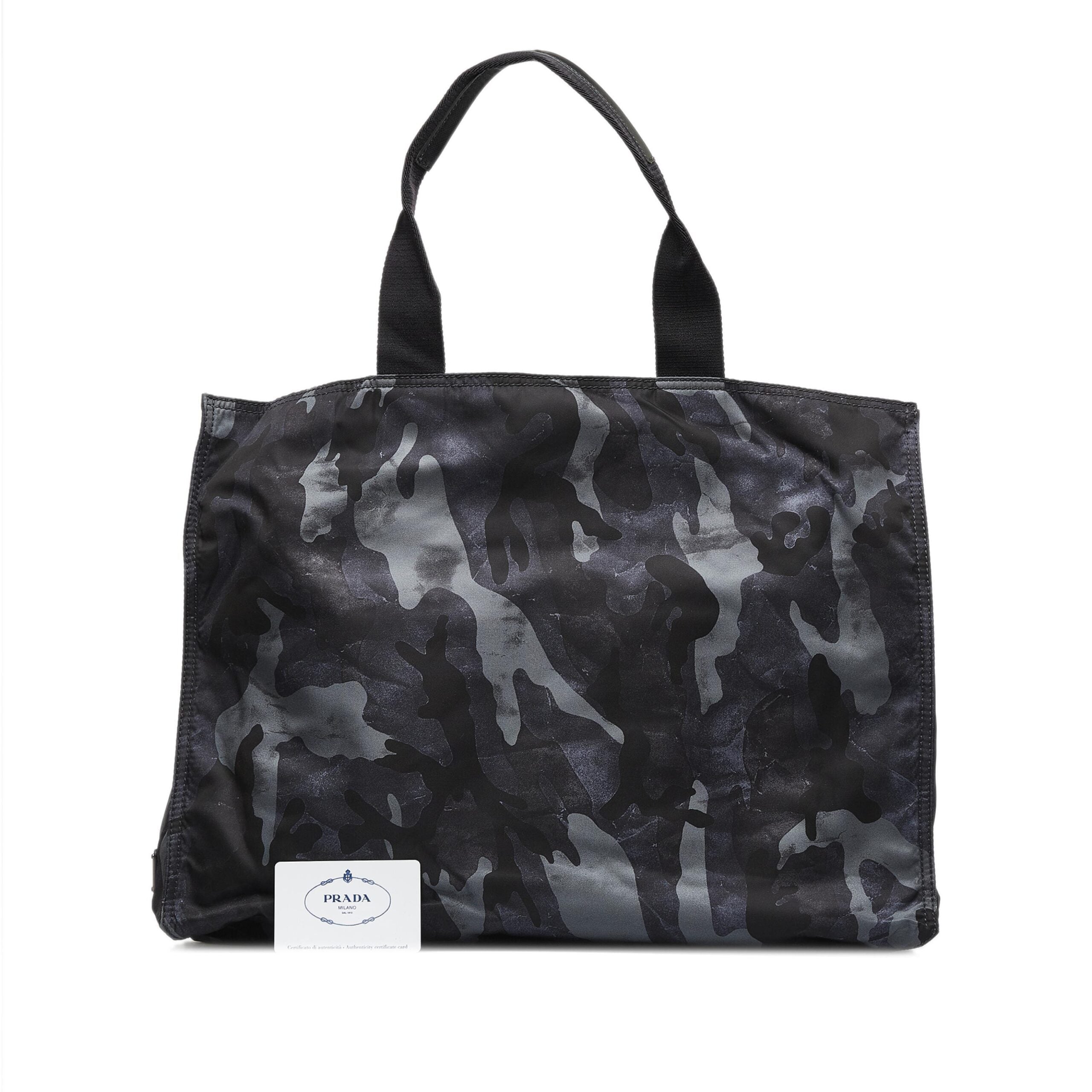 Black Camouflage Tessuto Nylon Tote Bag