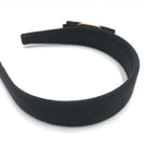 Black Grosgrain Headband With Gold Hardware