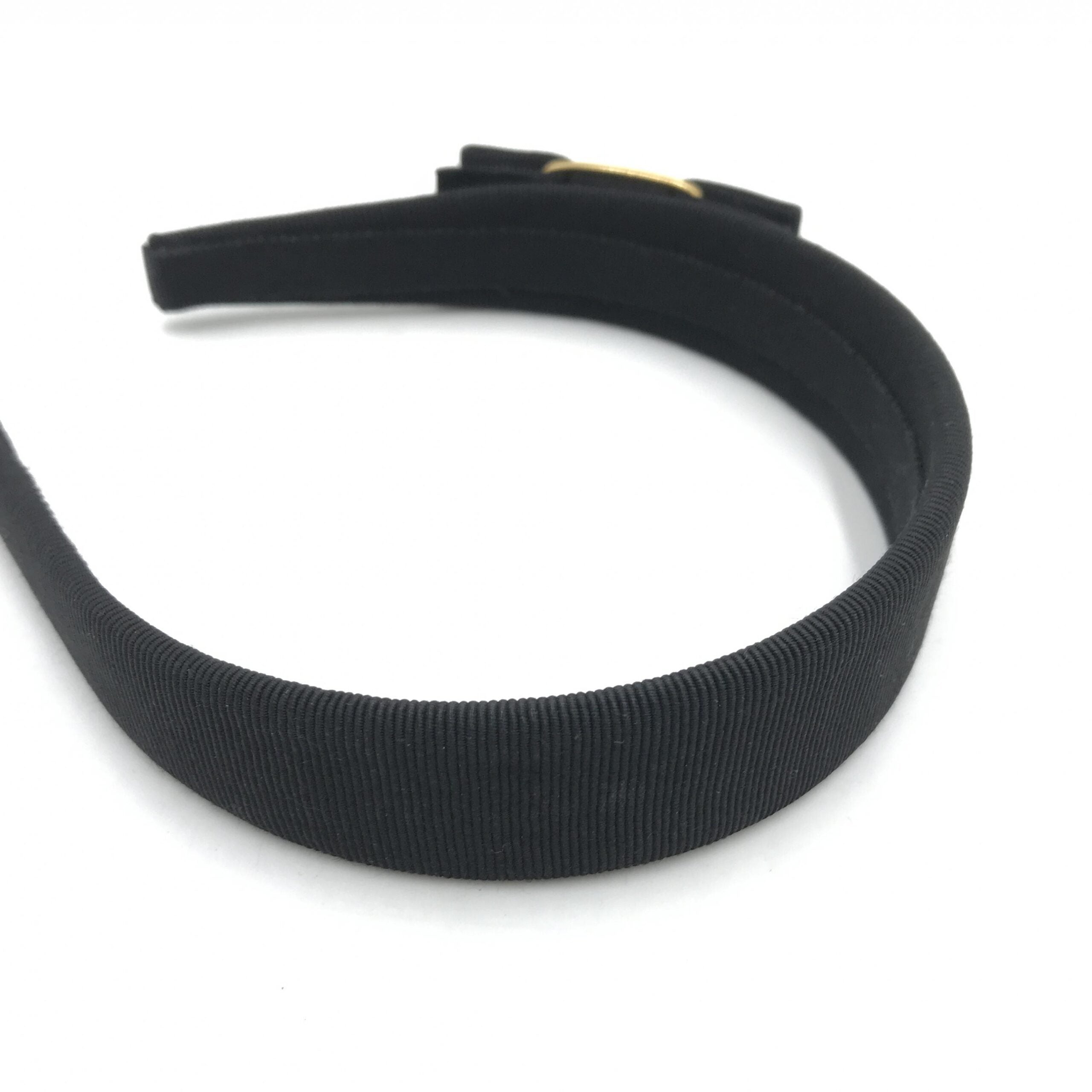 Black Grosgrain Headband With Gold Hardware