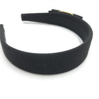 Black Grosgrain Headband With Gold Hardware