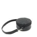 Black Patent Quilted CC Circle Mini Bag