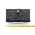 Black Quilted Leather Long Wallet