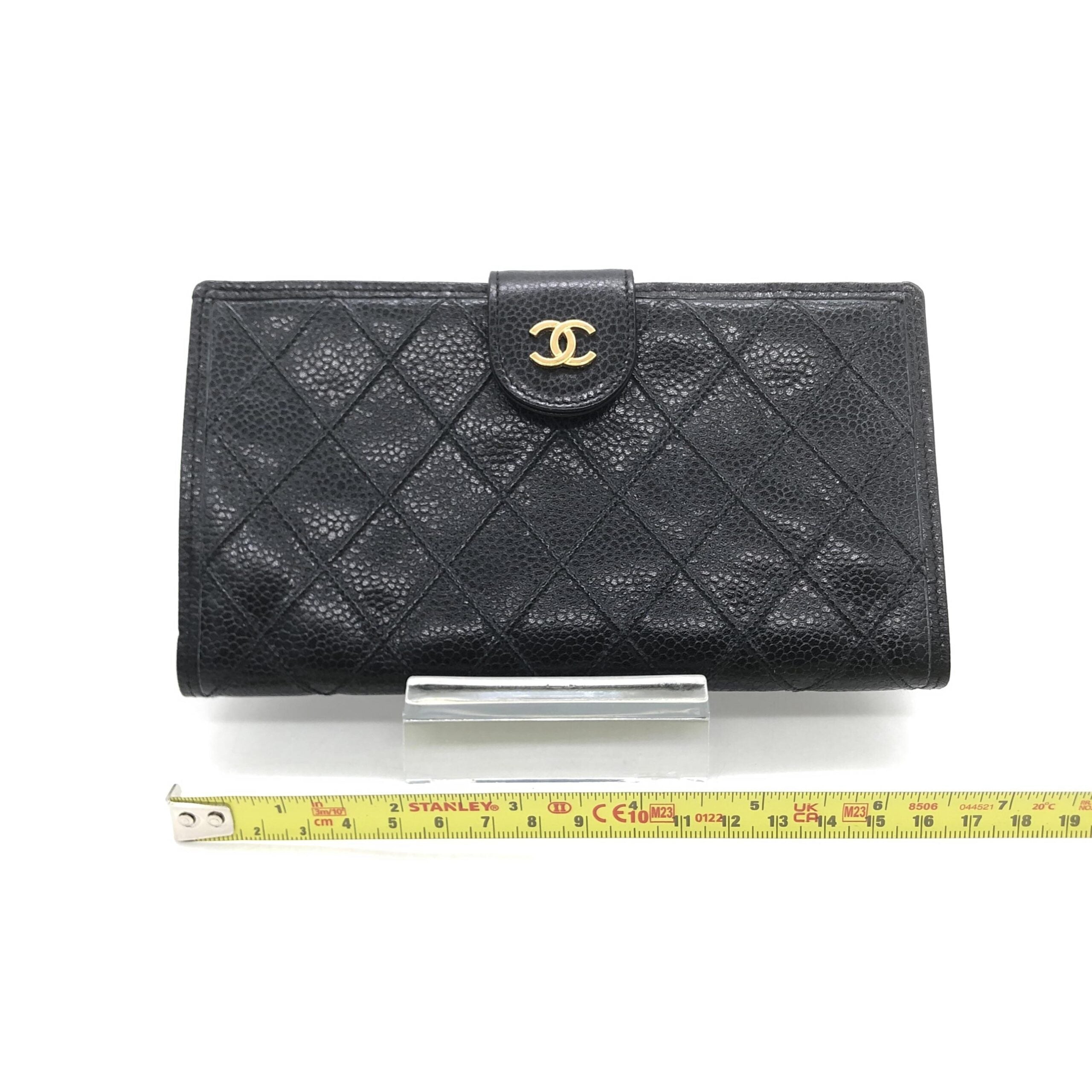Black Quilted Leather Long Wallet