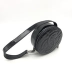 Black Patent Quilted CC Circle Mini Bag