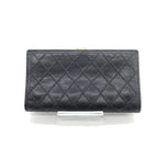 Black Quilted Leather Long Wallet