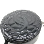 Black Patent Quilted CC Circle Mini Bag