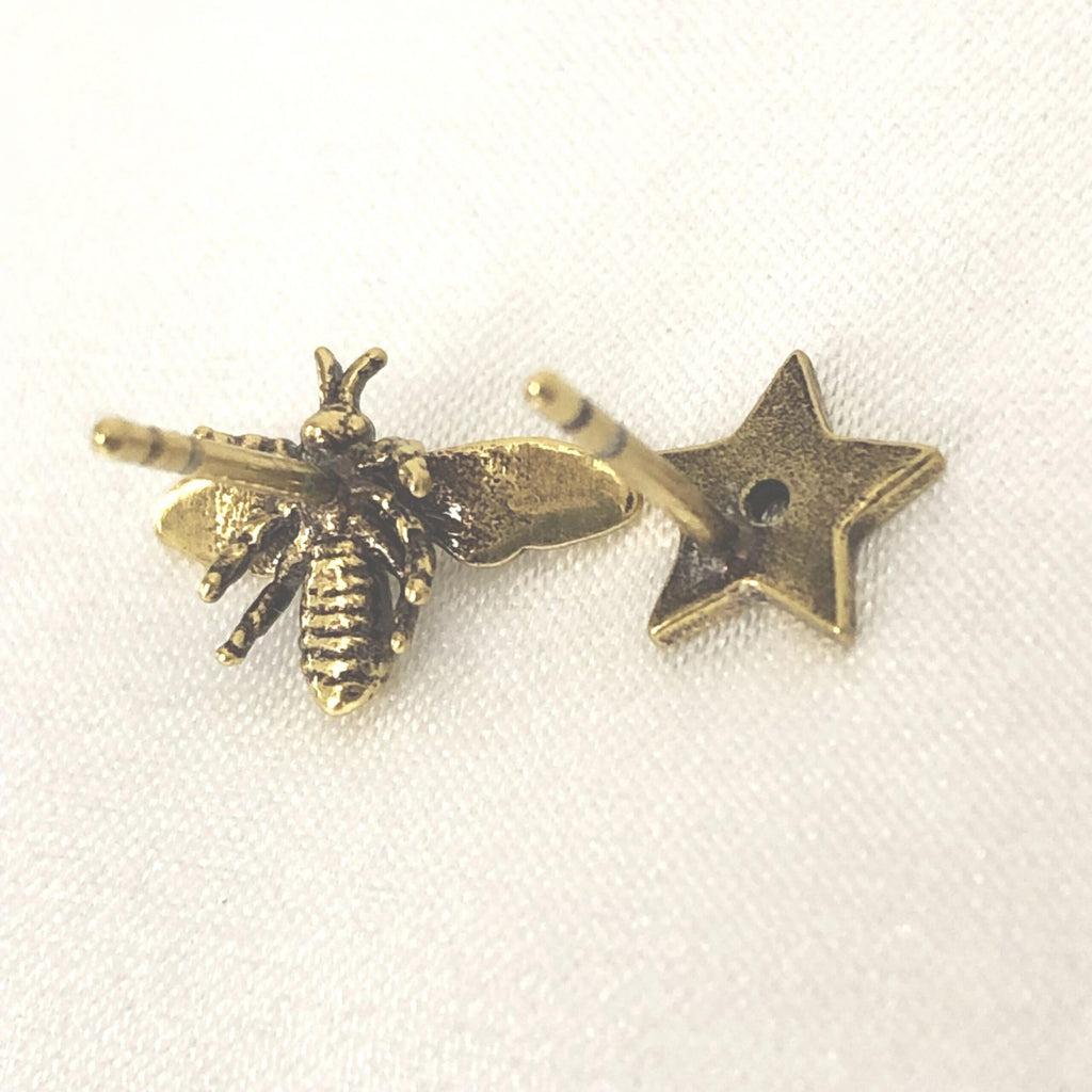 Crystal Embellished Metal Bee Earrings