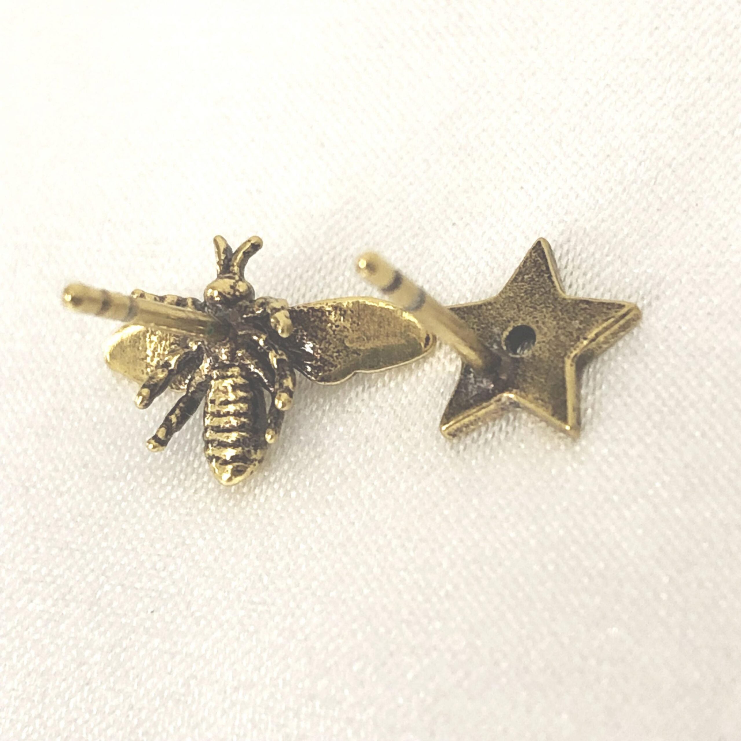 Crystal Embellished Metal Bee Earrings