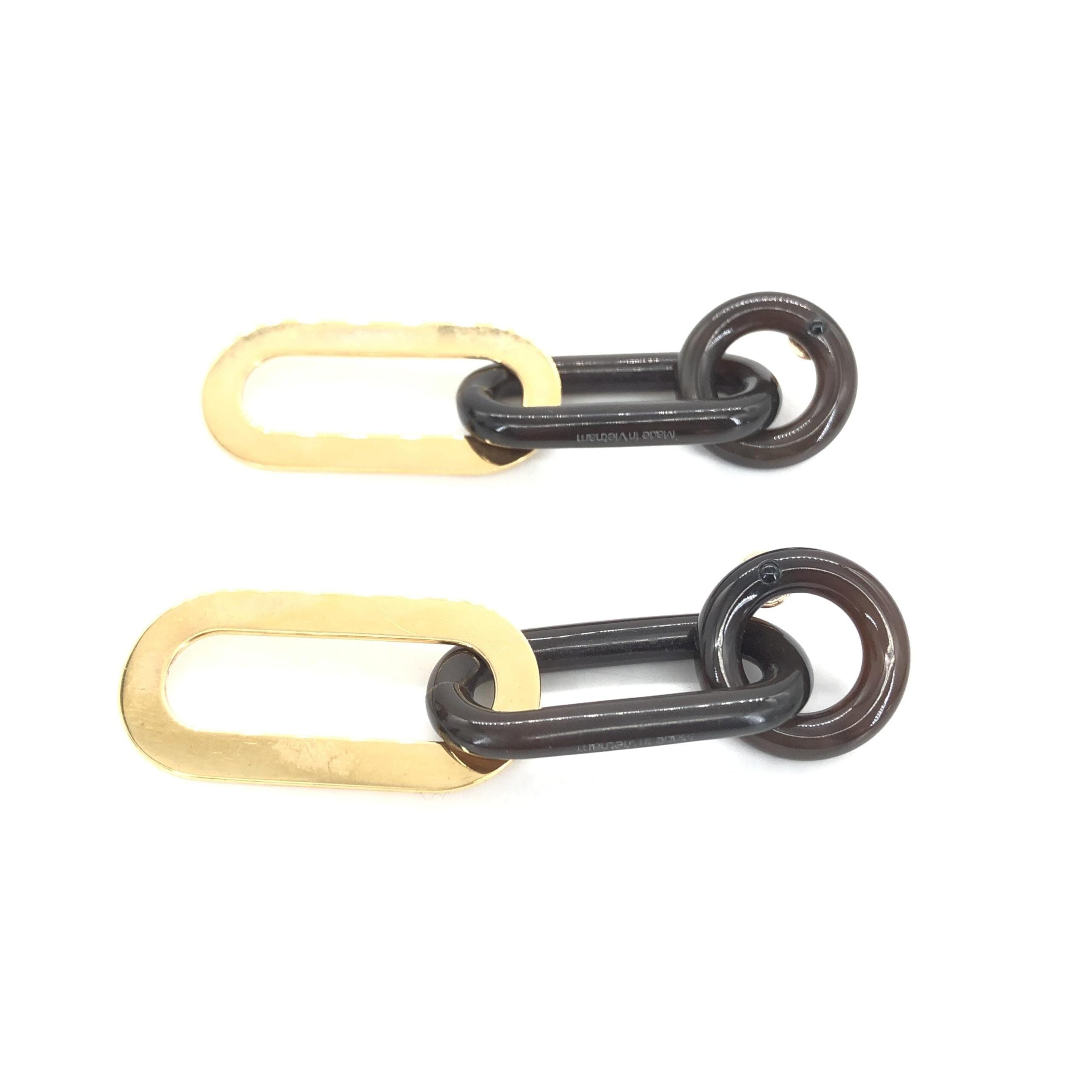 Gold Plated And Black Chain Link Earrings