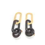 Gold Plated And Black Chain Link Earrings