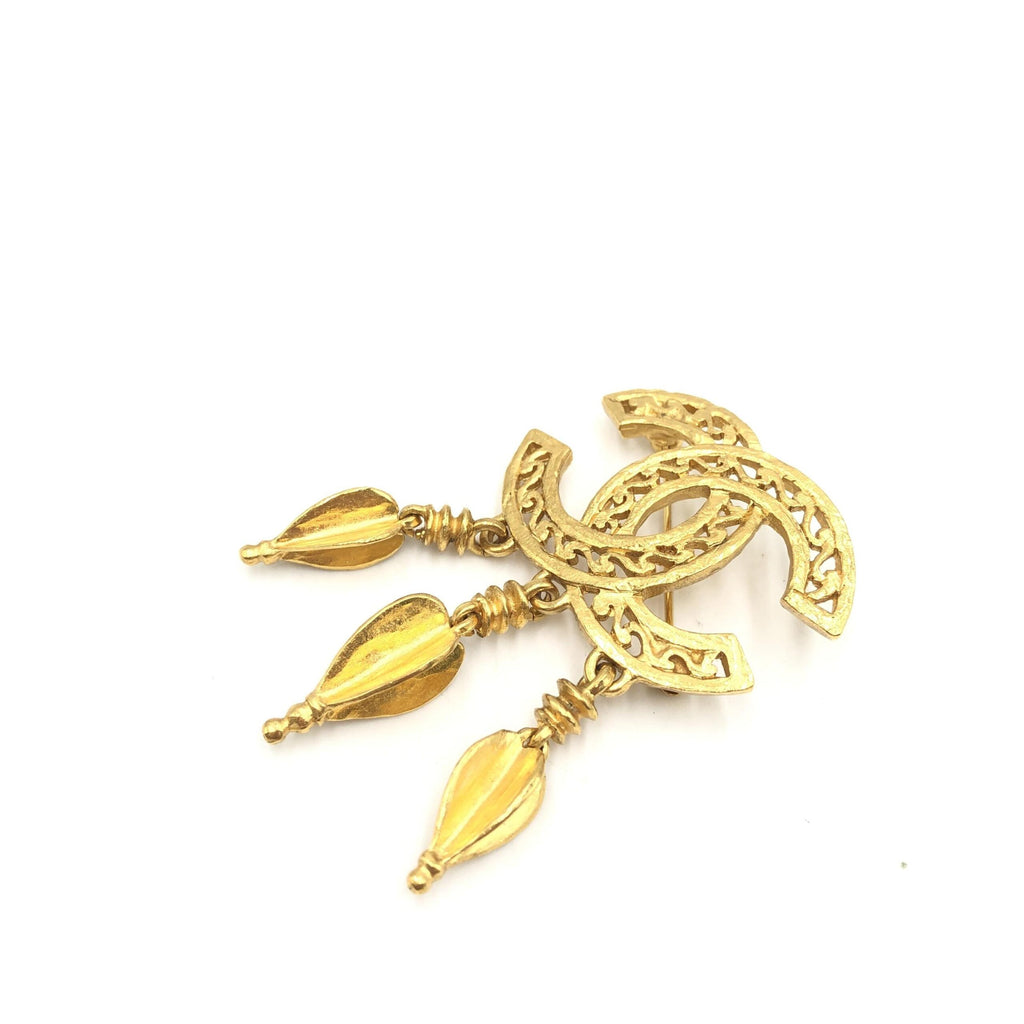 Gold Plated CC Logo Brooch