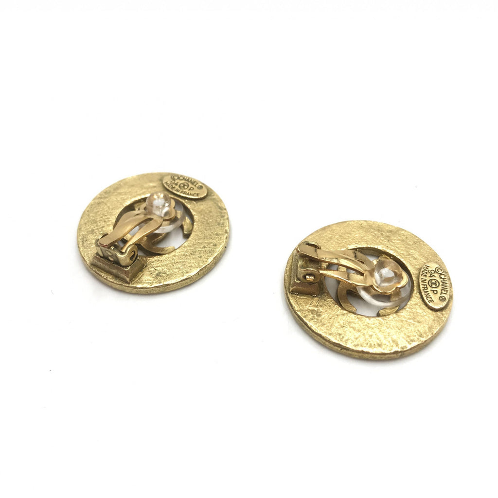 Gold Plated CC Logo Circular Earrings
