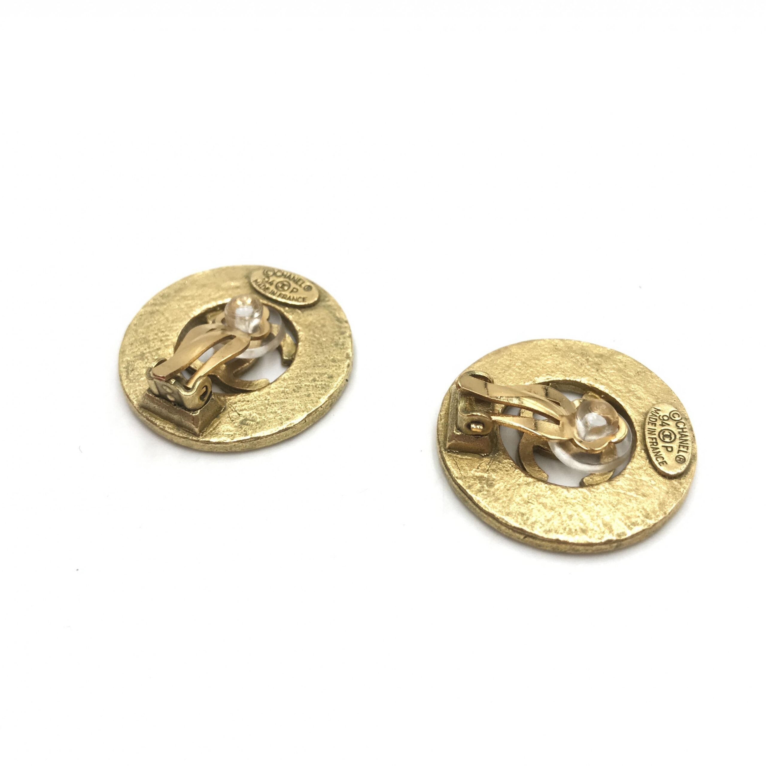 Gold Plated CC Logo Circular Earrings