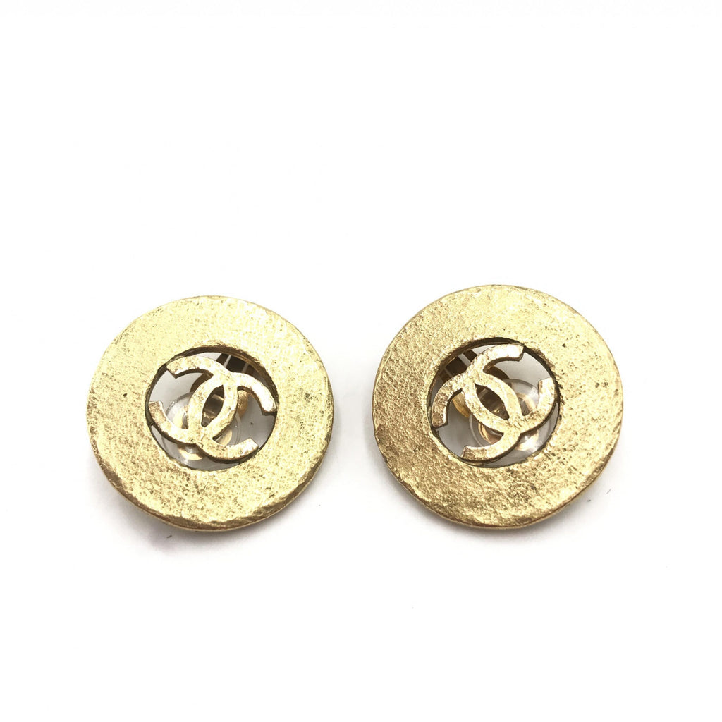 Gold Plated CC Logo Circular Earrings