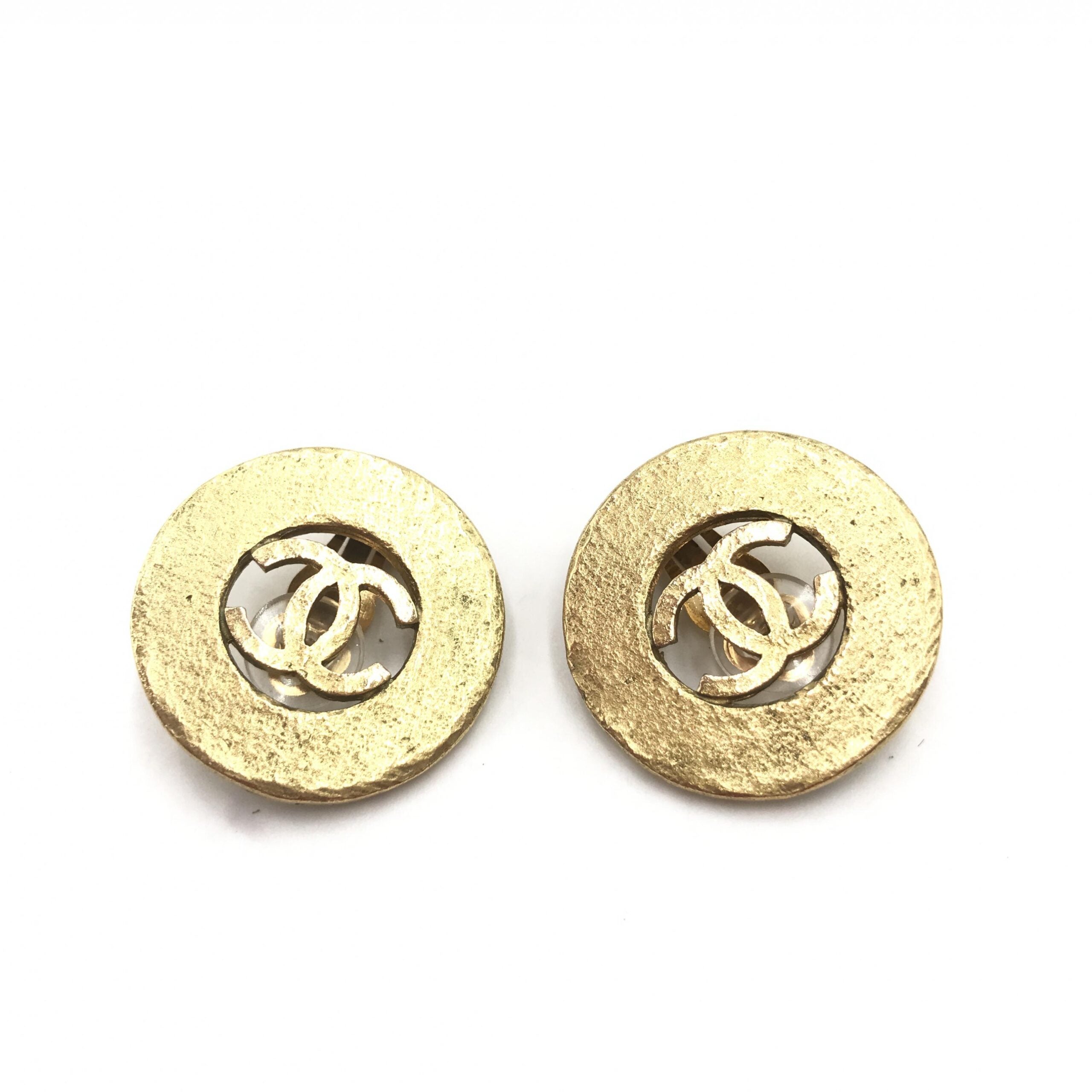 Gold Plated CC Logo Circular Earrings