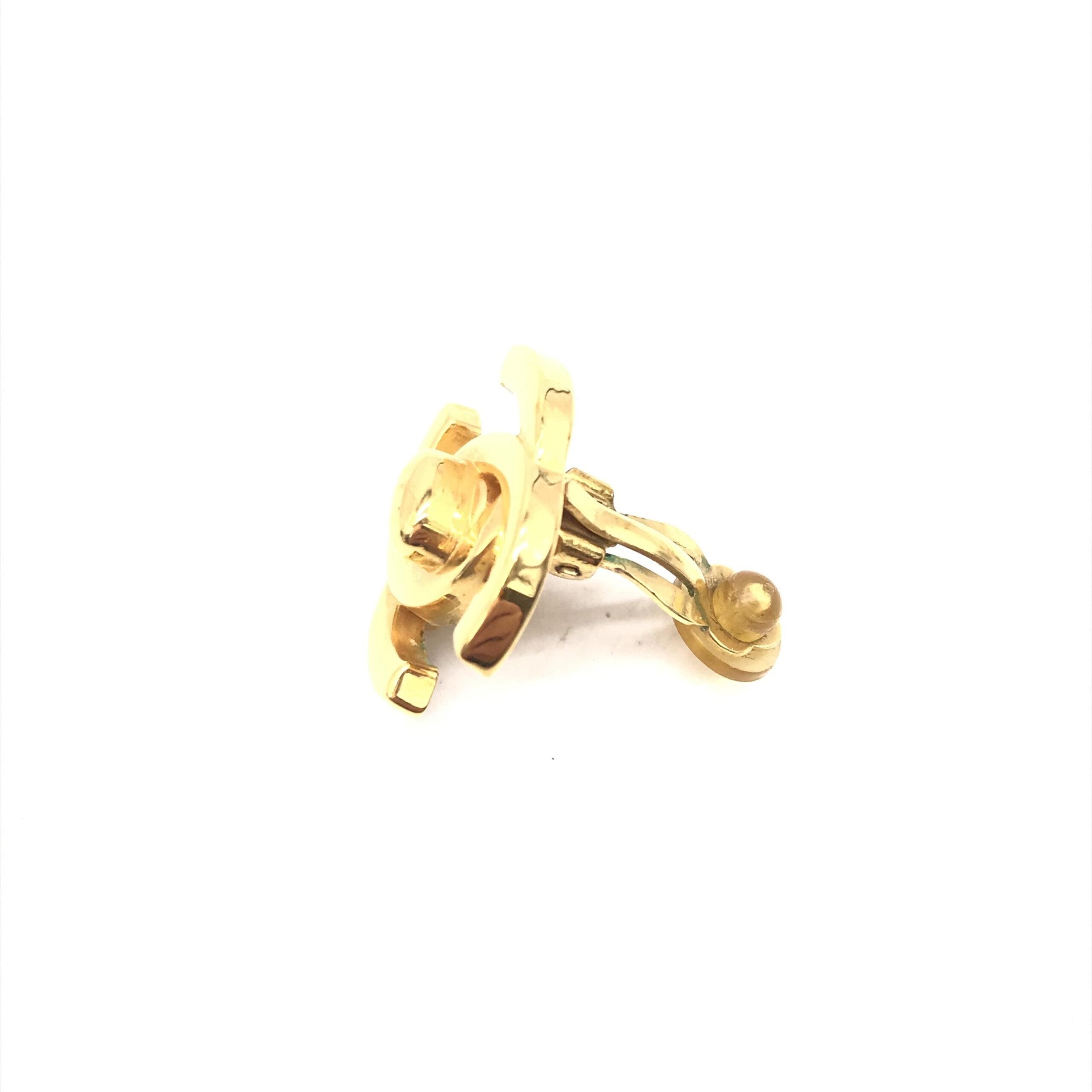 Gold PLated CC Turnlock Clip-On Earrings