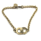 Gold Plated Chain Bracelet With Logo Charm