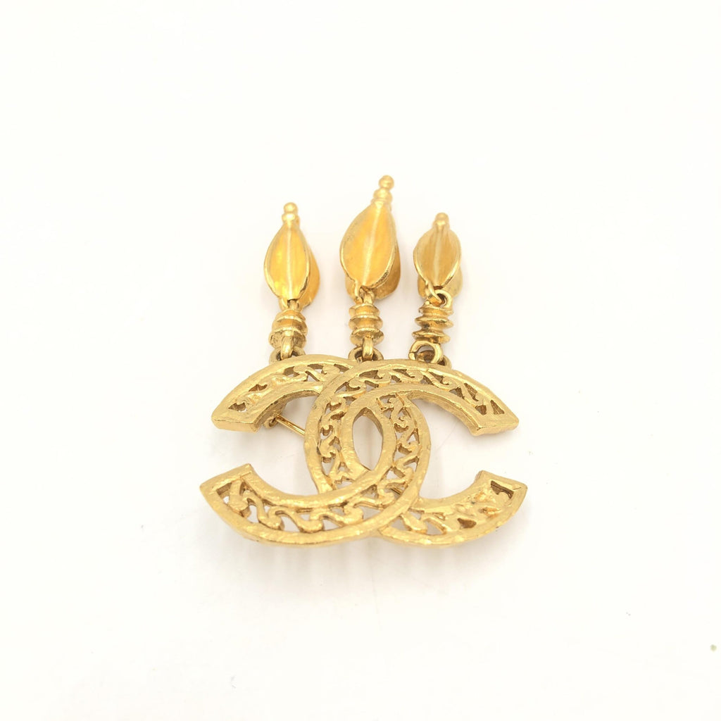Gold Plated CC Logo Brooch