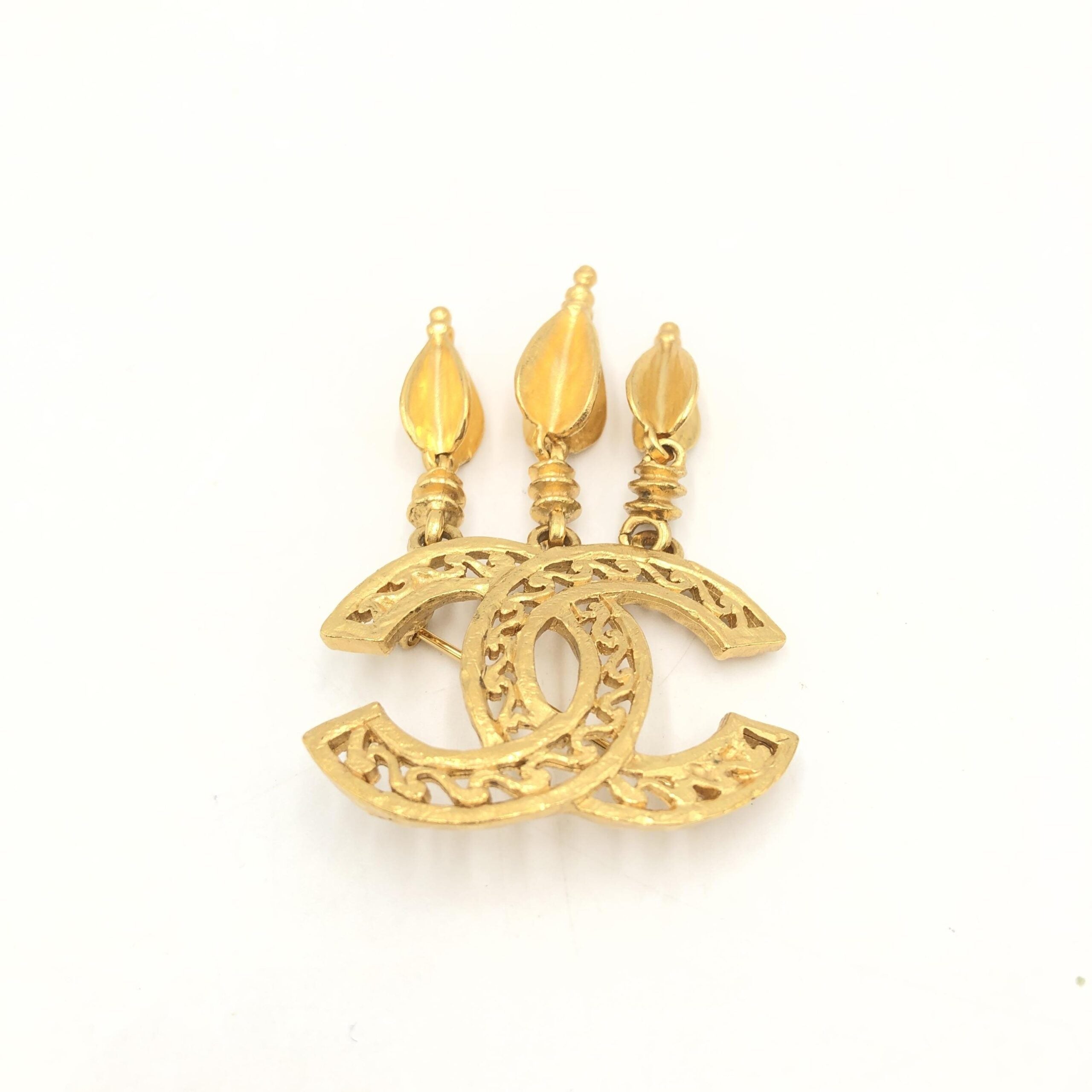 Gold Plated CC Logo Brooch