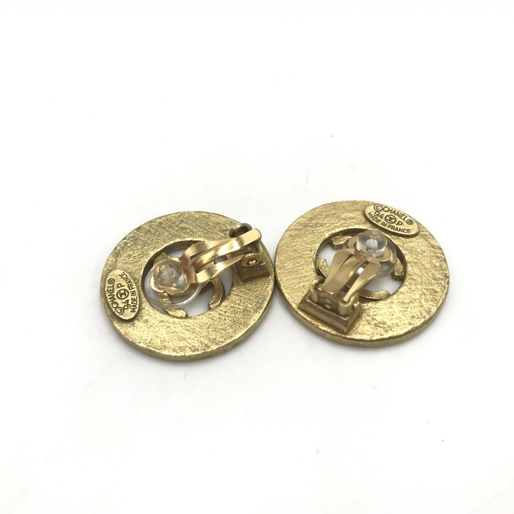 Gold Plated CC Logo Circular Earrings