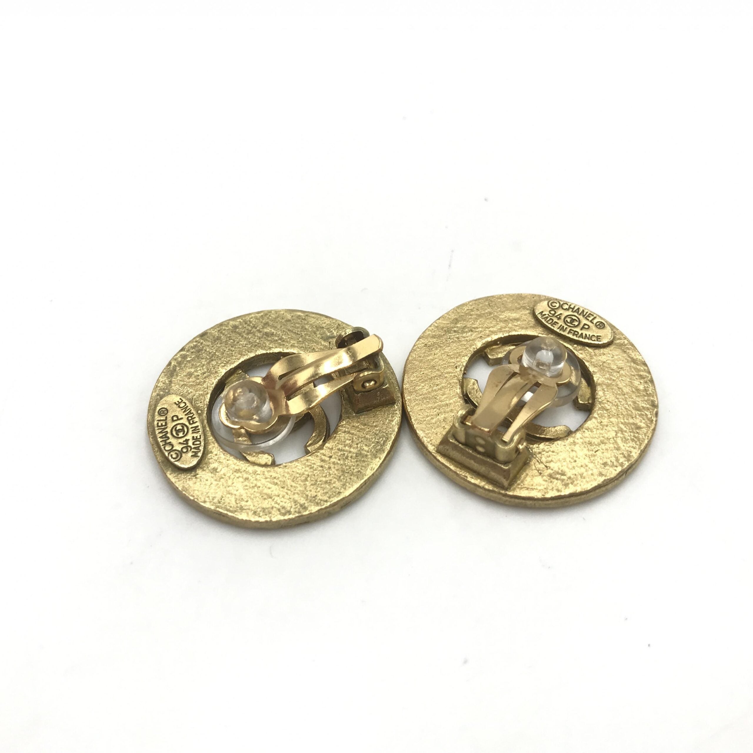 Gold Plated CC Logo Circular Earrings