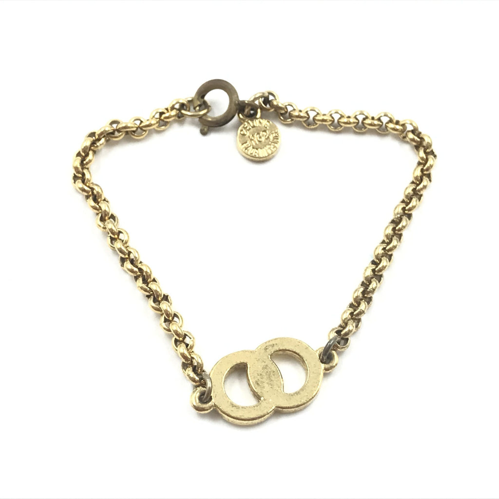 Gold Plated Chain Bracelet With Logo Charm