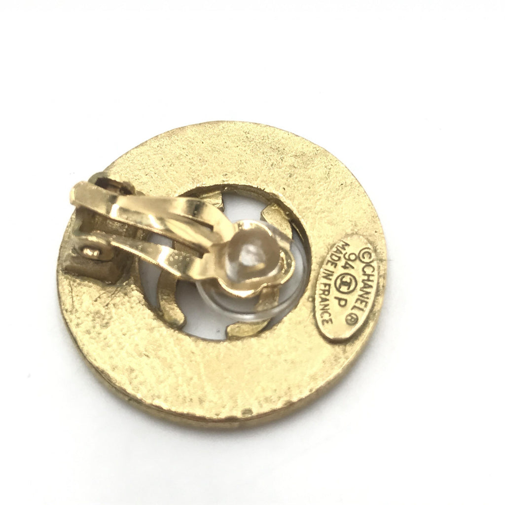 Gold Plated CC Logo Circular Earrings