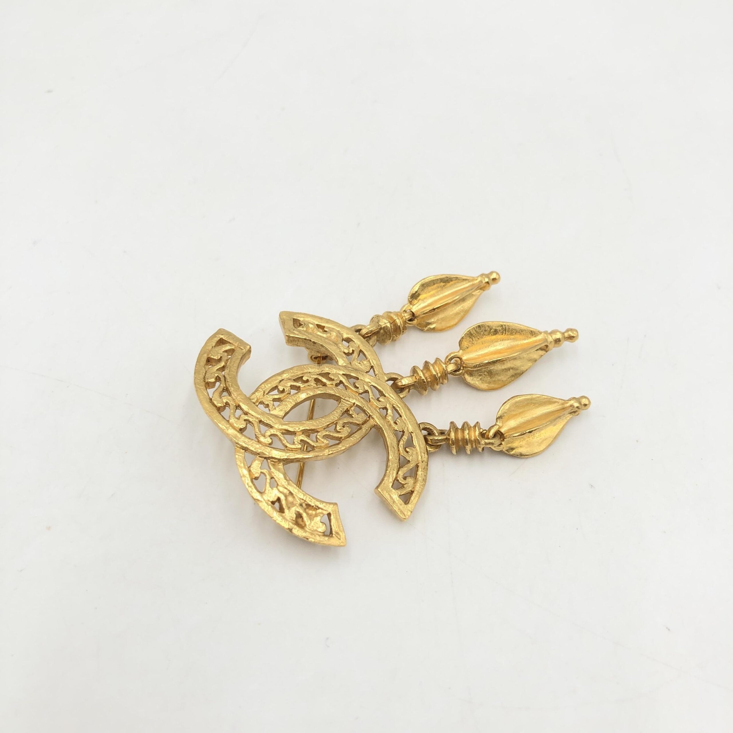 Gold Plated CC Logo Brooch