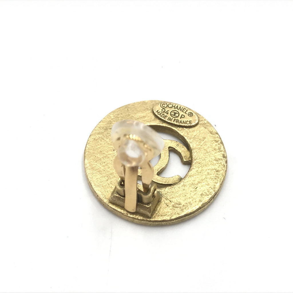 Gold Plated CC Logo Circular Earrings